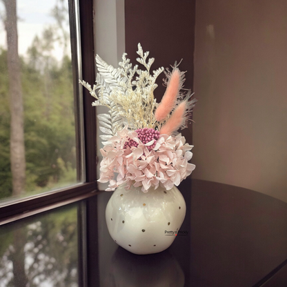 Minis with Pome Vase: Dried and Preserved flower arrangement