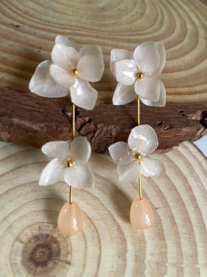 Hydrangea Dangles: Real Preserved hydrangea flower earrings