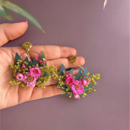 Floral Fete: Dried and preserved flowers hoop earrings
