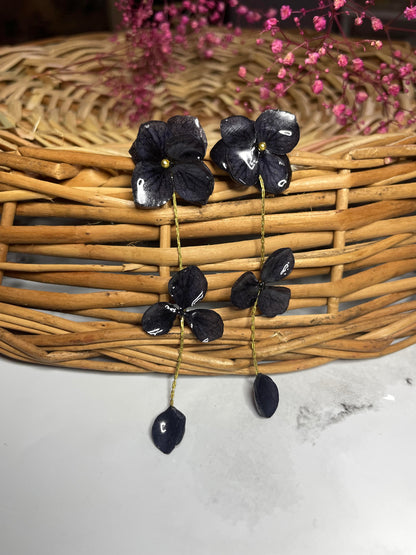 Hydrangea Dangles: Real Preserved hydrangea flower earrings