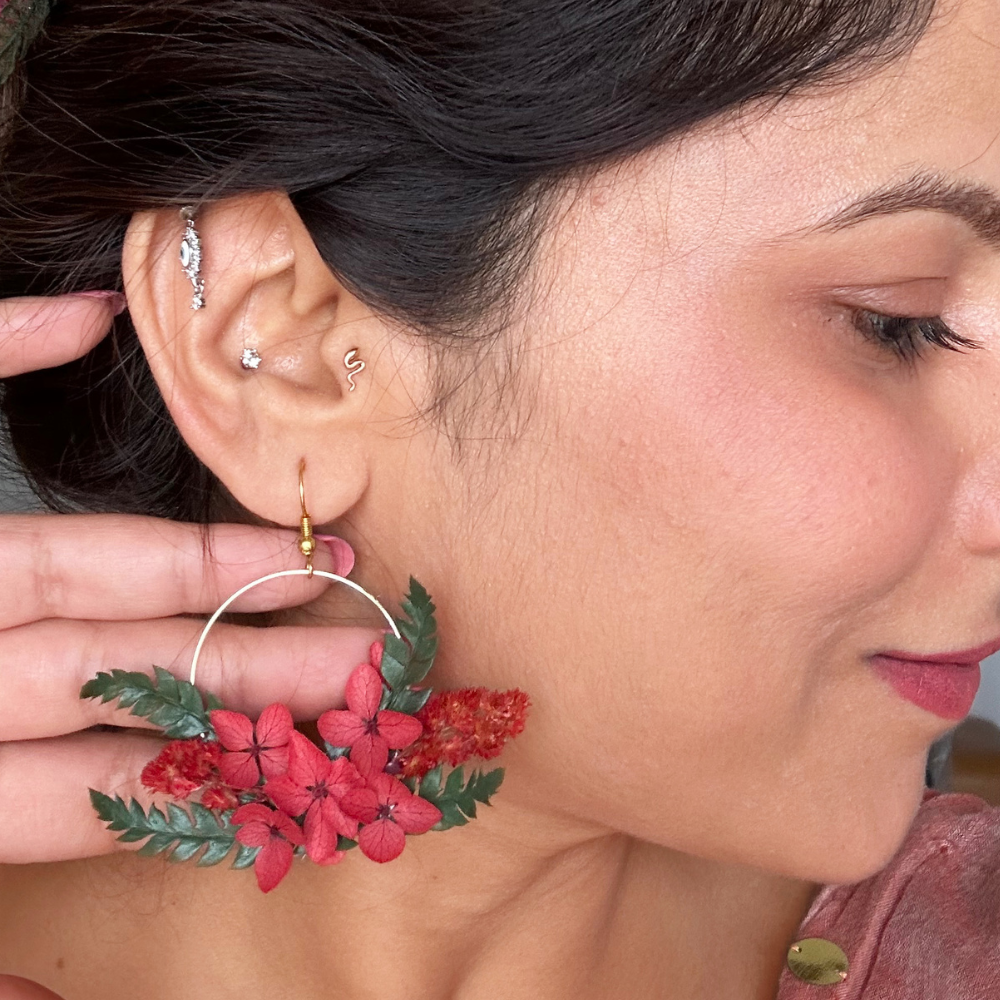 Phoebe: Preserved flowers hoop earrings