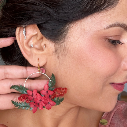 Phoebe: Preserved flowers hoop earrings