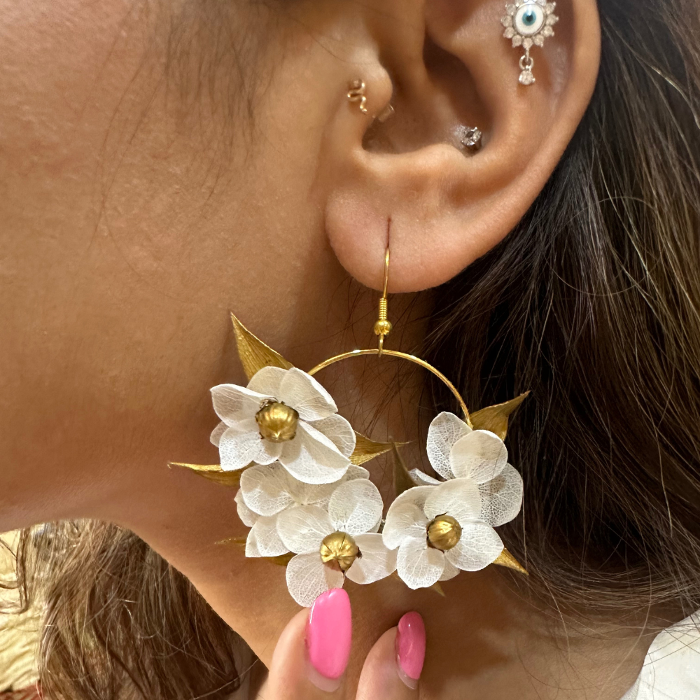 Ahana: Dried and Preserved flowers hoop earrings